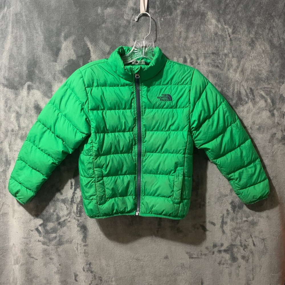 The North Face Kids Boys Green Full Zip Puffer Down Jacket Size 7/8 Winter Coat